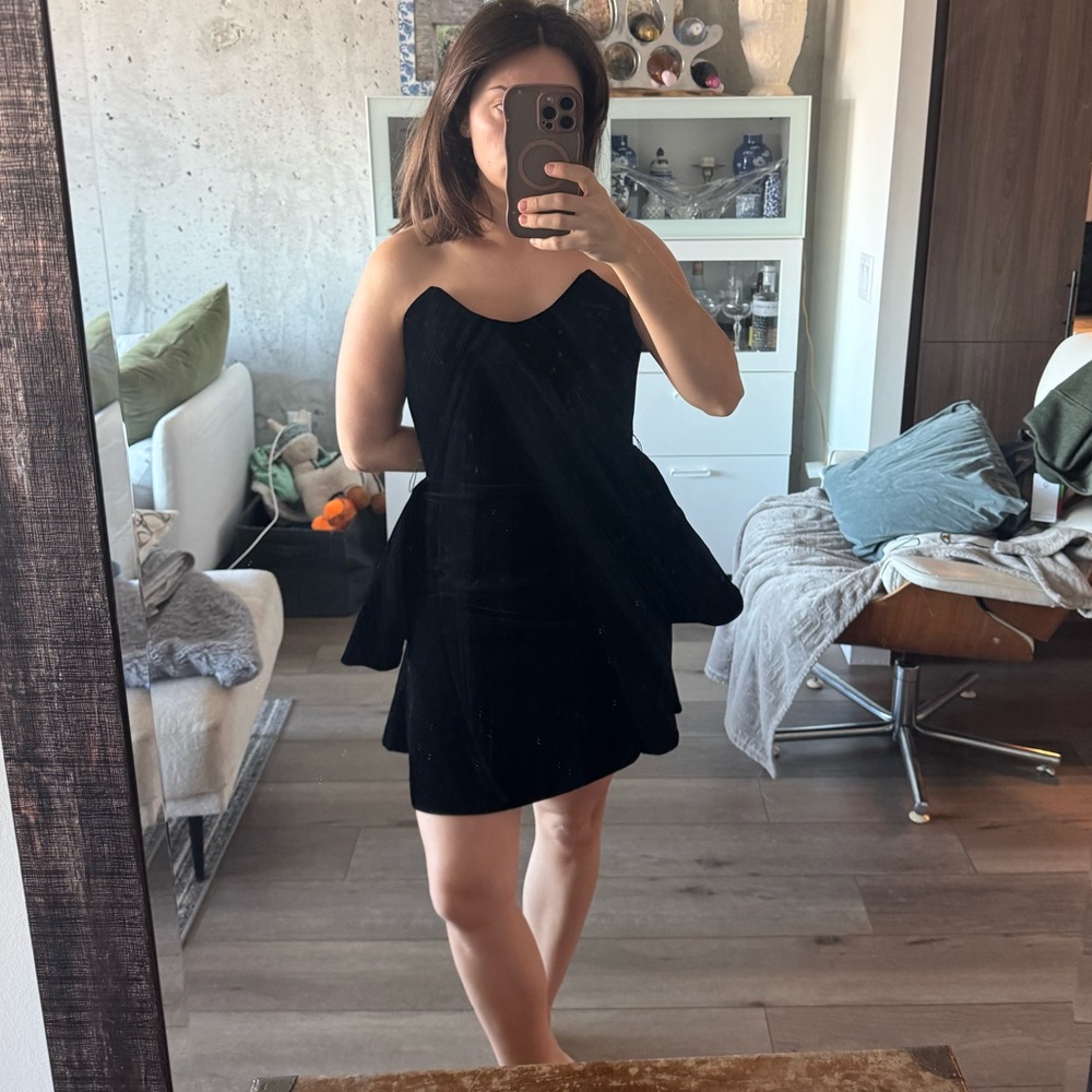 80s Velvet Peplum Neiman Marcus Mini Dress